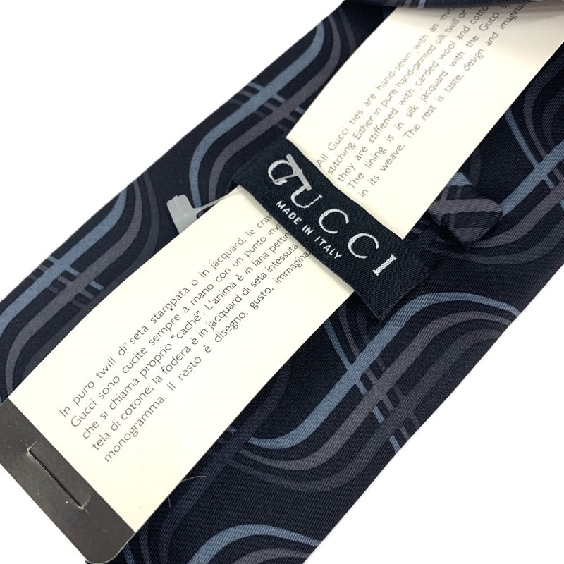 GUCCI(グッチ) ネクタイ ストライプ ネイビー シルク100％  タグ付き未使用品 【102061572001】