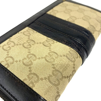 GUCCI(グッチ) GGキャンバス×クロコ ファスナー長財布 228237・0959 ベージュ×ダークブラウン  【102061589003】