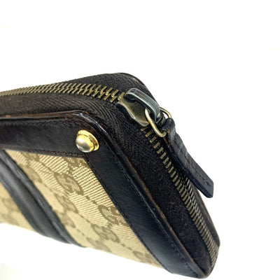 GUCCI(グッチ) GGキャンバス×クロコ ファスナー長財布 228237・0959 ベージュ×ダークブラウン  【102061589003】