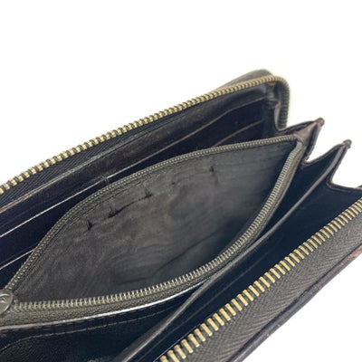 GUCCI(グッチ) GGキャンバス×クロコ ファスナー長財布 228237・0959 ベージュ×ダークブラウン  【102061589003】