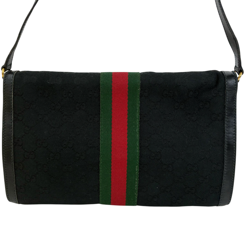GUCCI GGキャンバス シェリーライン ショルダーバッグ 67・04・3657 ブラック グッチ 【102061594007】