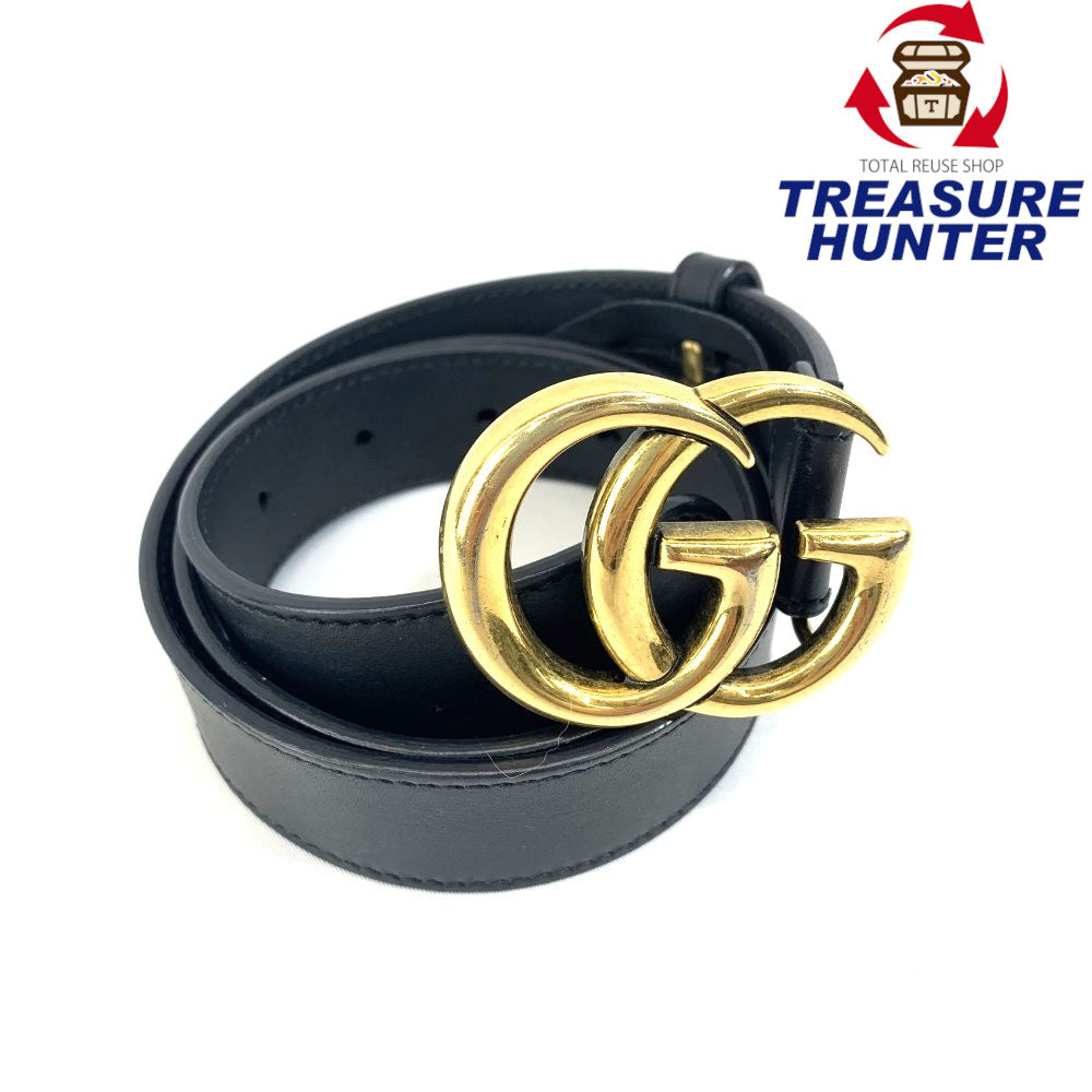グッチ / GUCCI GGマーモント ベルト ブラック/ゴールド金具