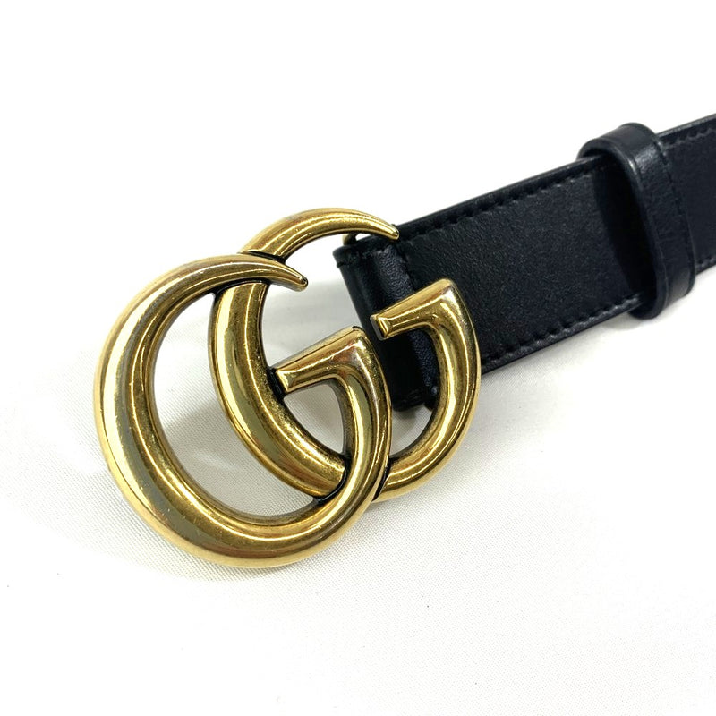 GUCCI(グッチ) GGマーモント スリムベルト 414516 レザー ブラック×ゴールド金具 サイズ表記75-30 ウエスト約72-82cm メンズ ベルト 【102061740005】
