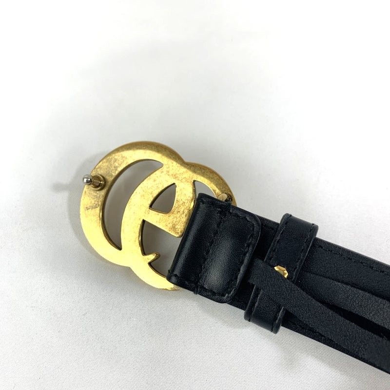 GUCCI(グッチ) GGマーモント スリムベルト 414516 レザー ブラック×ゴールド金具 サイズ表記75-30 ウエスト約72-82cm メンズ ベルト 【102061740005】