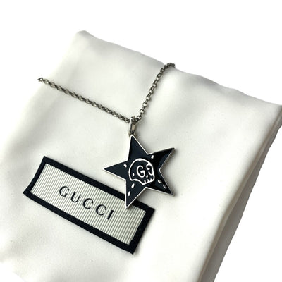 GUCCI(グッチ) ゴースト スター ネックレス 460848 SV925 ブラック×シルバー 箱あり 【102061821005】