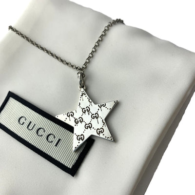 GUCCI(グッチ) ゴースト スター ネックレス 460848 SV925 ブラック×シルバー 箱あり 【102061821005】