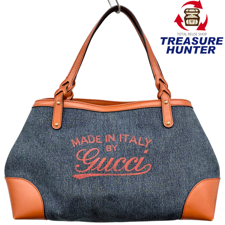 GUCCI デニム×レザー グッチクラフト デニムトートバッグ 38715525040