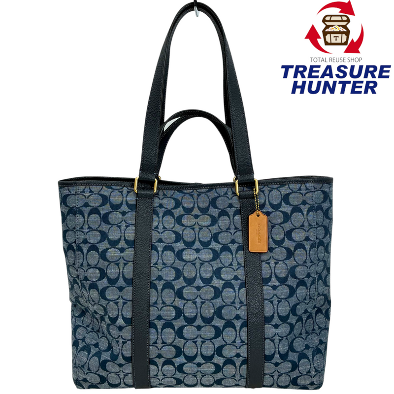 COACH シグネチャーシャンブレー ダブルハンドトートバッグ C8182 ブルー コーチ 【102061848007】