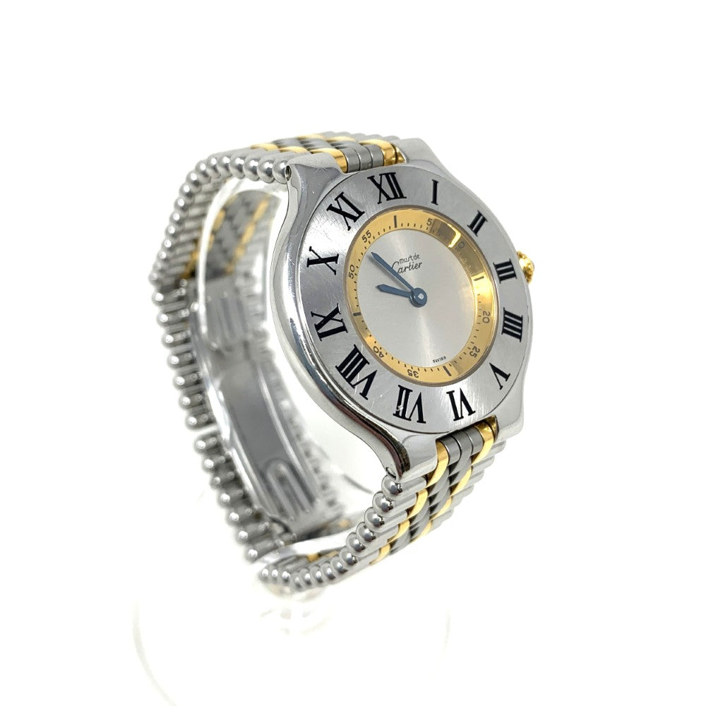 【動作品】カルティエ マスト21 シルバー文字盤 1330 レディース腕時計 Cartier(カルティエ) マスト21 ヴァンテン 腕時計 1330 SS×GP コンビ