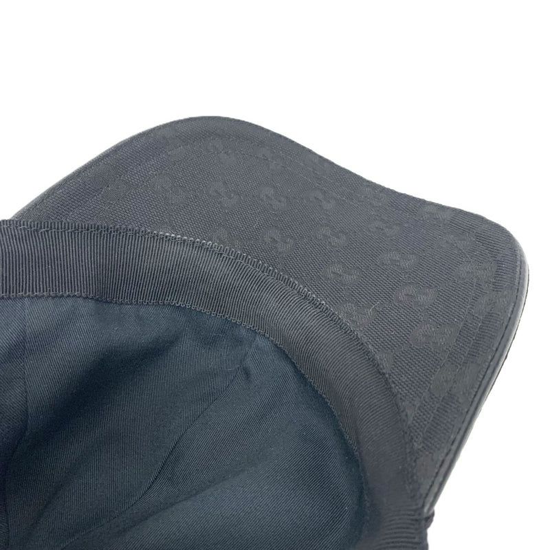 GUCCI(グッチ) GGキャンバス　シェリーライン　ベースボールキャップ　サイズ表記M/58　204891　キャンバス×レザー　ブラック 【102061943005】