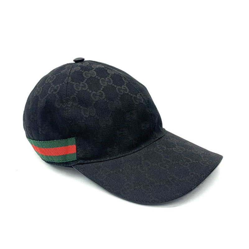 GUCCI(グッチ) GGキャンバス　シェリーライン　ベースボールキャップ　サイズ表記M/58　204891　キャンバス×レザー　ブラック 【102061943005】