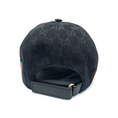 GUCCI(グッチ) GGキャンバス　シェリーライン　ベースボールキャップ　サイズ表記M/58　204891　キャンバス×レザー　ブラック 【102061943005】