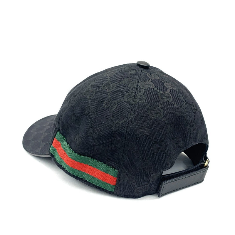 GUCCI(グッチ) GGキャンバス　シェリーライン　ベースボールキャップ　サイズ表記M/58　204891　キャンバス×レザー　ブラック 【102061943005】
