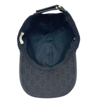 GUCCI(グッチ) GGキャンバス　シェリーライン　ベースボールキャップ　サイズ表記M/58　204891　キャンバス×レザー　ブラック 【102061943005】