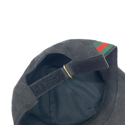 GUCCI(グッチ) GGキャンバス　シェリーライン　ベースボールキャップ　サイズ表記M/58　204891　キャンバス×レザー　ブラック 【102061943005】