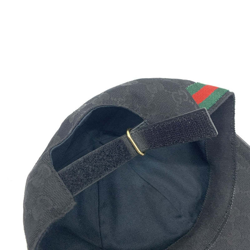 GUCCI(グッチ) GGキャンバス　シェリーライン　ベースボールキャップ　サイズ表記M/58　204891　キャンバス×レザー　ブラック 【102061943005】