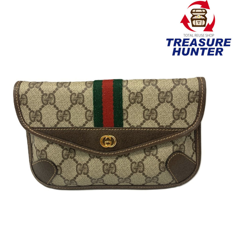 GUCCI(グッチ)　GGプラス　シェリーラインポーチ　PVC　ベージュ×ブラウン　014・115・5205　 【102062057003】