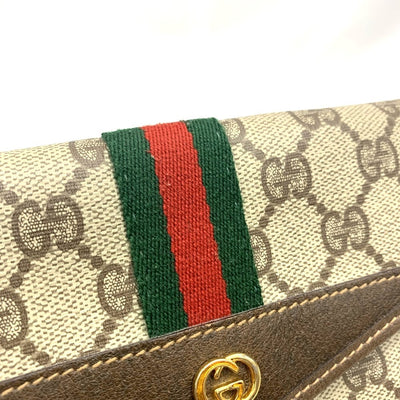 GUCCI(グッチ)　GGプラス　シェリーラインポーチ　PVC　ベージュ×ブラウン　014・115・5205　 【102062057003】