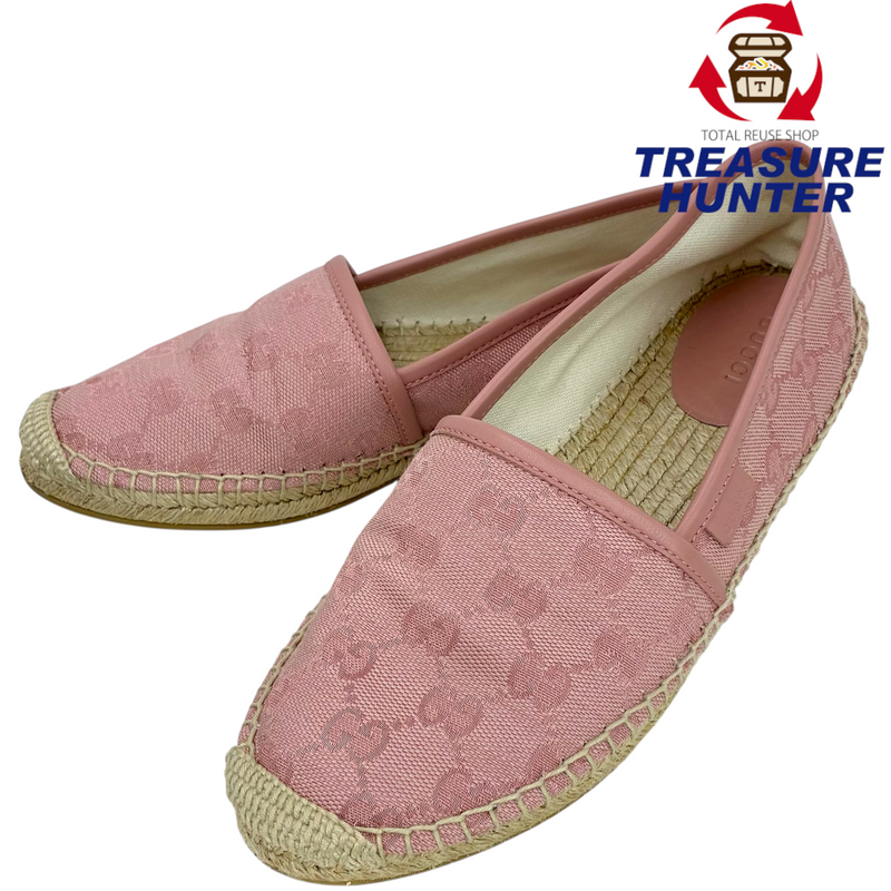 GUCCI GGキャンバス エスパドリーユ スリッポン 466902 サイズ37(約22cm相当) ピンク グッチ 【102062085007】
