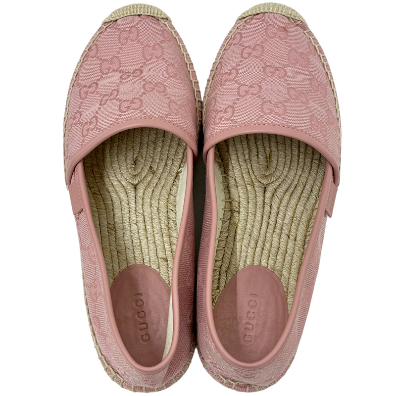 GUCCI GGキャンバス エスパドリーユ スリッポン 466902 サイズ37(約22cm相当) ピンク グッチ 【102062085007】