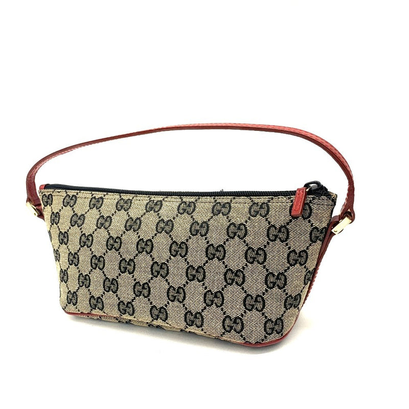 GUCCI(グッチ)　GGキャンバス　アクセサリーポーチ　キャンバス×レザー　ベージュ×ブラック×レッド　039・11032123 【102062089003】