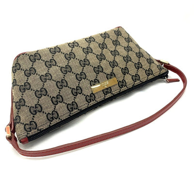 GUCCI(グッチ)　GGキャンバス　アクセサリーポーチ　キャンバス×レザー　ベージュ×ブラック×レッド　039・11032123 【102062089003】