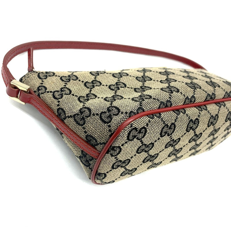GUCCI(グッチ)　GGキャンバス　アクセサリーポーチ　キャンバス×レザー　ベージュ×ブラック×レッド　039・11032123 【102062089003】