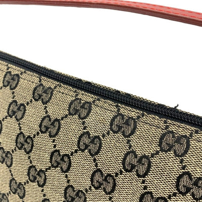 GUCCI(グッチ)　GGキャンバス　アクセサリーポーチ　キャンバス×レザー　ベージュ×ブラック×レッド　039・11032123 【102062089003】