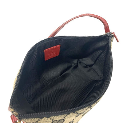 GUCCI(グッチ)　GGキャンバス　アクセサリーポーチ　キャンバス×レザー　ベージュ×ブラック×レッド　039・11032123 【102062089003】