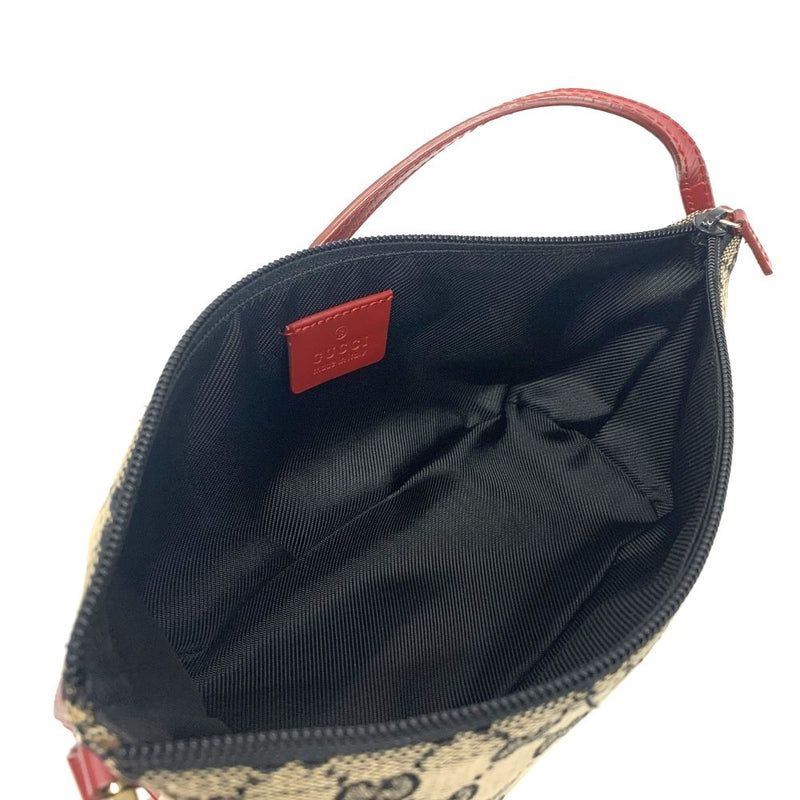 GUCCI(グッチ)　GGキャンバス　アクセサリーポーチ　キャンバス×レザー　ベージュ×ブラック×レッド　039・11032123 【102062089003】