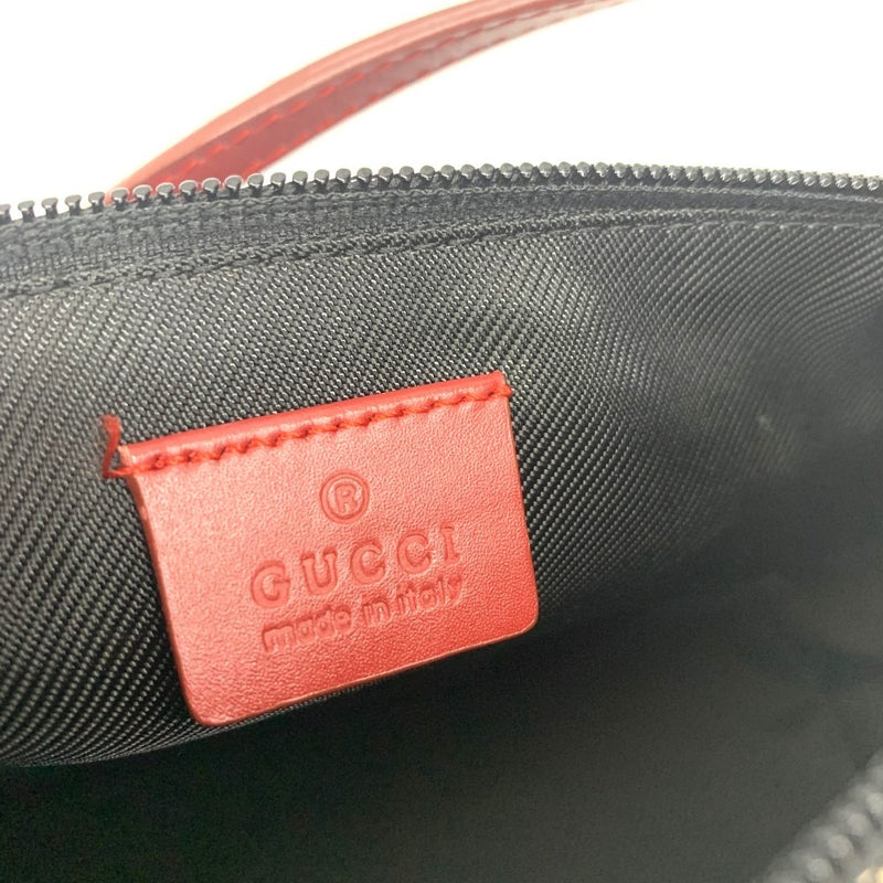 GUCCI(グッチ)　GGキャンバス　アクセサリーポーチ　キャンバス×レザー　ベージュ×ブラック×レッド　039・11032123 【102062089003】
