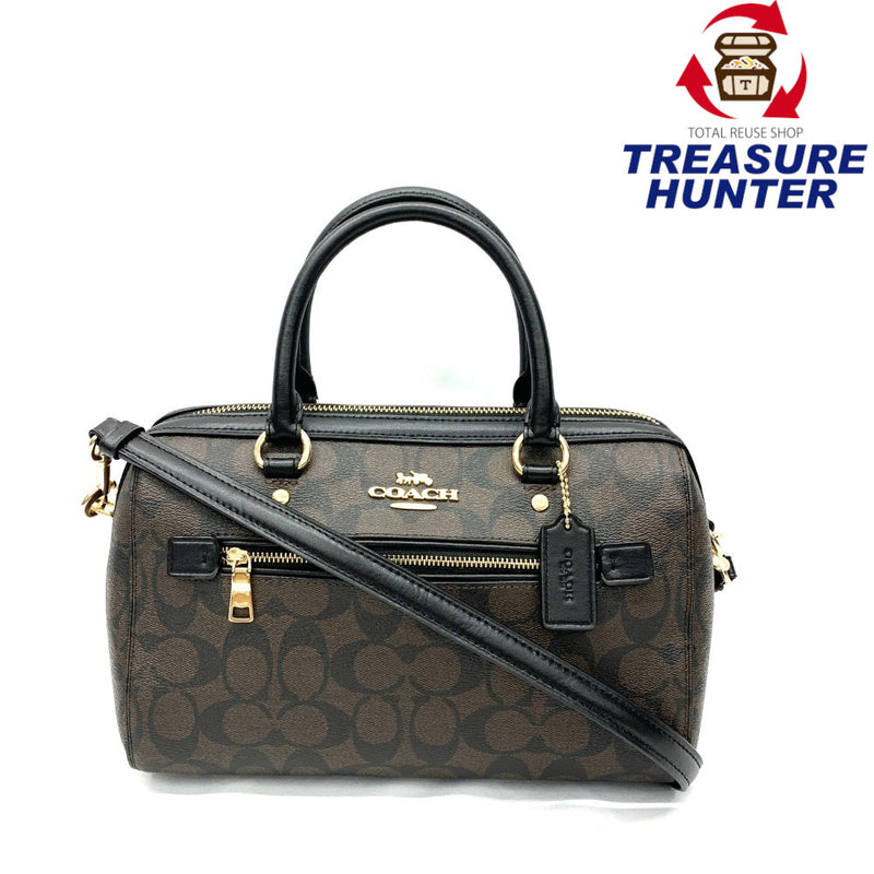 COACH(コーチ)　シグネクチャー　2wayショルダーバッグ　ハンドバッグ　F83607 PVC×レザー　ブラウン レディース 【102062113005】