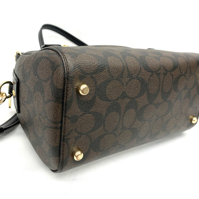 COACH(コーチ)　シグネクチャー　2wayショルダーバッグ　ハンドバッグ　F83607 PVC×レザー　ブラウン レディース 【102062113005】