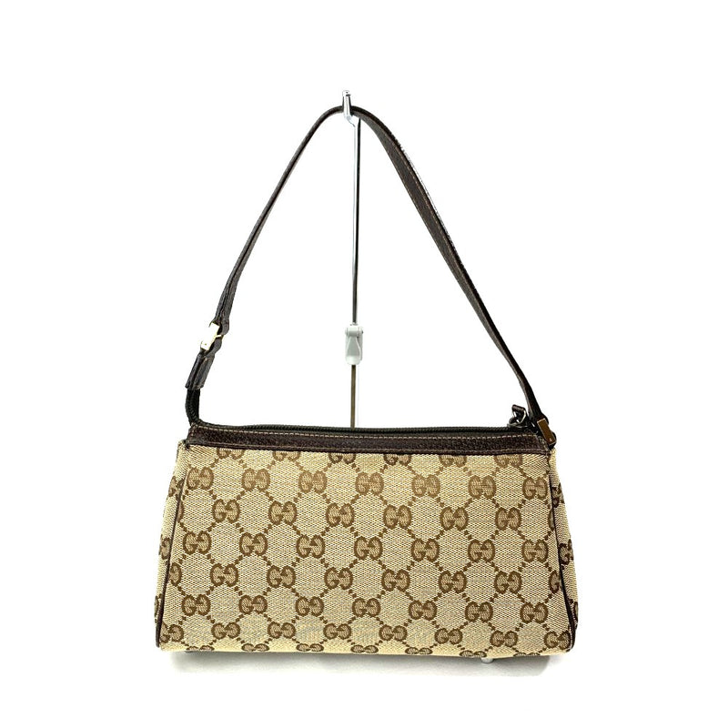 GUCCI(グッチ)　GGキャンバス　アクセサリーポーチ　145750　キャンバス×レザー　ブラウン　レディース 【102062139005】