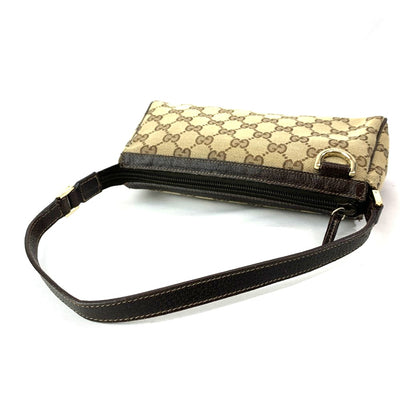 GUCCI(グッチ)　GGキャンバス　アクセサリーポーチ　145750　キャンバス×レザー　ブラウン　レディース 【102062139005】