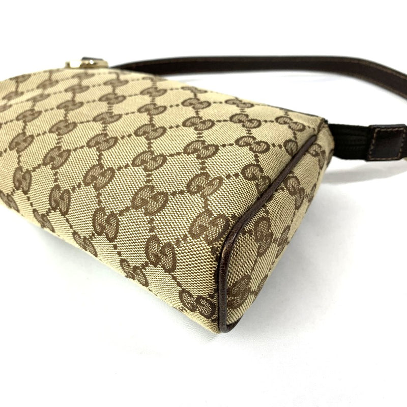 GUCCI(グッチ)　GGキャンバス　アクセサリーポーチ　145750　キャンバス×レザー　ブラウン　レディース 【102062139005】