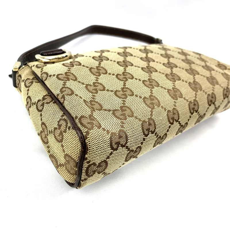 GUCCI(グッチ)　GGキャンバス　アクセサリーポーチ　145750　キャンバス×レザー　ブラウン　レディース 【102062139005】