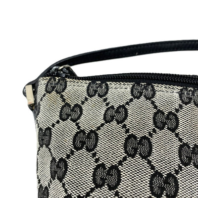 GUCCI(グッチ)　GGキャンバス　アクセサリーポーチ　019・1103　2123　グレー×ブラック　キャンバス×レザー　レディースバッグ 【102062164003】