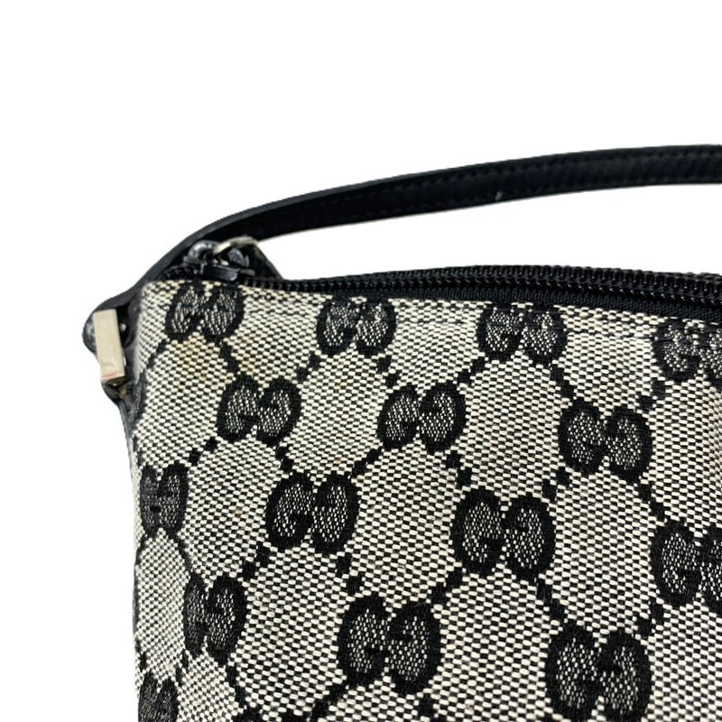 GUCCI(グッチ)　GGキャンバス　アクセサリーポーチ　019・1103　2123　グレー×ブラック　キャンバス×レザー　レディースバッグ 【102062164003】