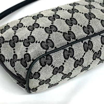 GUCCI(グッチ)　GGキャンバス　アクセサリーポーチ　019・1103　2123　グレー×ブラック　キャンバス×レザー　レディースバッグ 【102062164003】