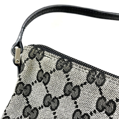 GUCCI(グッチ)　GGキャンバス　アクセサリーポーチ　019・1103　2123　グレー×ブラック　キャンバス×レザー　レディースバッグ 【102062164003】
