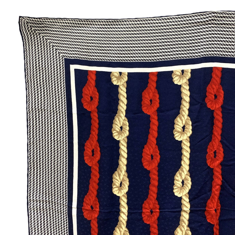 TIFFANY&Co.(ティファニー)　ロープ＆ダンシングT　スカーフ　シルク100％　ネイビー×レッド×ブラウン 【102062170001】