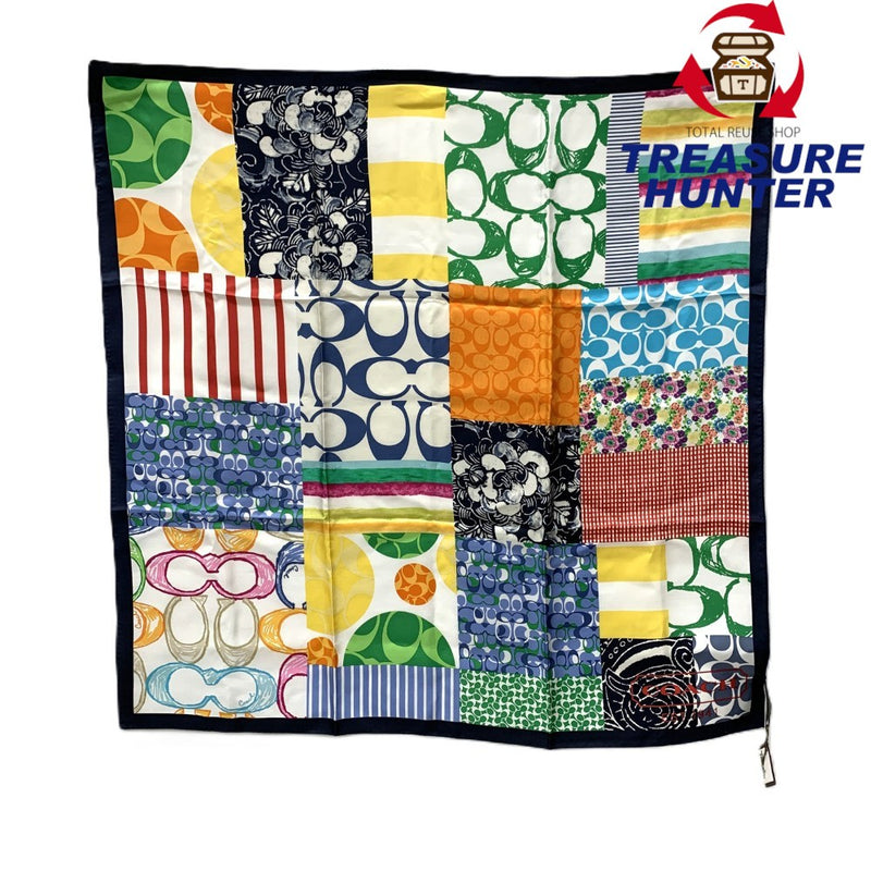 COACH(コーチ)　マルチシグネチャー　スカーフ　98140　シルク100％　マルチカラー　マルチCCロゴ 【102062171001】