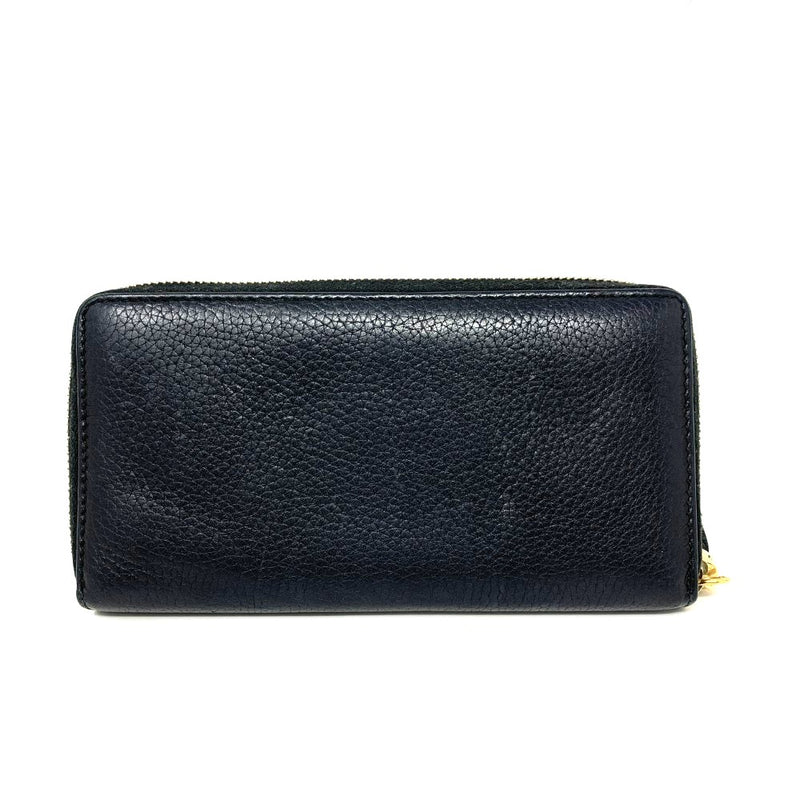 GUCCI(グッチ)　インターロッキングG ラウンドファスナー長財布　308004 レザー　ブラック×ゴールド金具　 【102062182005】