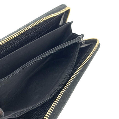 GUCCI(グッチ)　インターロッキングG ラウンドファスナー長財布　308004 レザー　ブラック×ゴールド金具　 【102062182005】