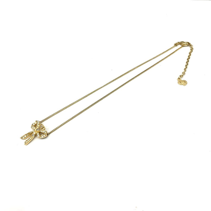 Christian Dior CDロゴ リボンモチーフ ネックレス ゴールドカラー ディオール 【102062197003】