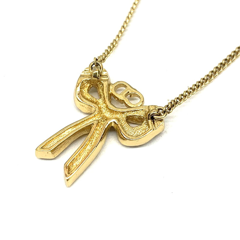 Christian Dior CDロゴ リボンモチーフ ネックレス ゴールドカラー ディオール 【102062197003】