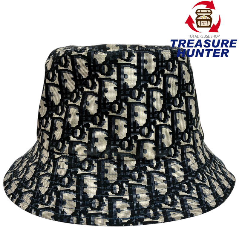 Christian Dior Teddy-D リバーシブルボブハット 95TDD923A130 頭周り約58cm ネイビー×オブリーク柄 クリスチャンディオール 【102062223007】