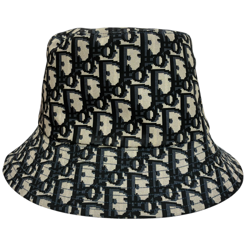 Christian Dior Teddy-D リバーシブルボブハット 95TDD923A130 頭周り約58cm ネイビー×オブリーク柄 クリスチャンディオール 【102062223007】