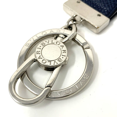 BVLGARI(ブルガリ)　ブルガリ・ブルガリ　マン　キーリング　ネイビー　カーフレザー×パラジウムプレートブラス 【102062245005】